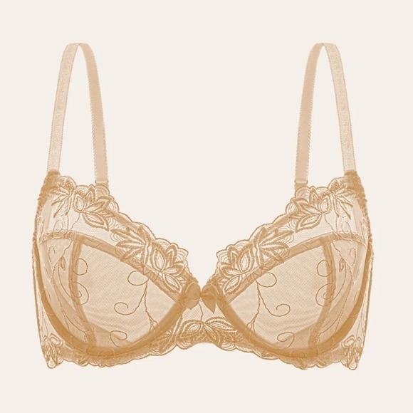 NEW⭐️ Wingslove Sexy Lace Bra sheer  plus Underwire Embroidered Lingerie Unlined - Picture 1 of 7